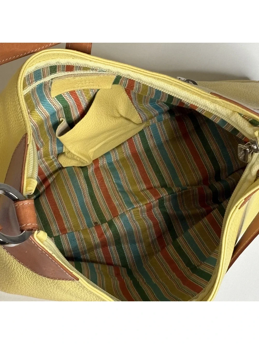 Vintage I Santi Yellow Pebbled Italian Leather Bag